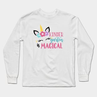 Kids Kinder Garten Magical Back To School Girls Kindergarten Unicorn Long Sleeve T-Shirt